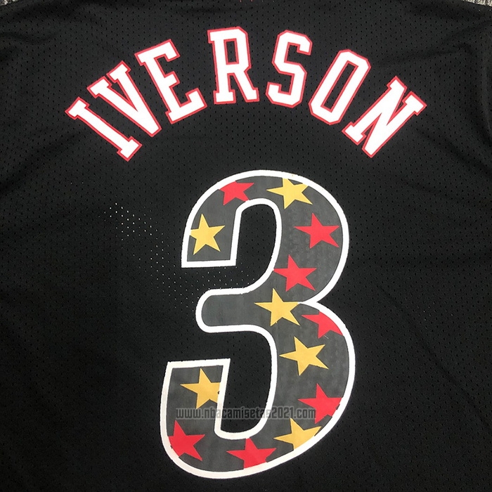 Camiseta Manga Corta Philadelphia 76ers Allen Iverson #3 Negro2